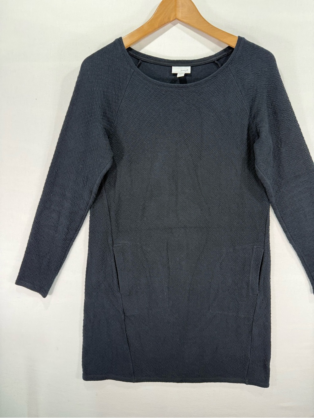 pure jill Long Sleeve Mini Dress in Black Size XS